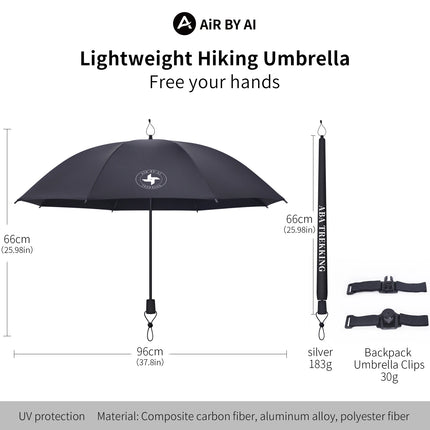 Ultralight Hiking Umbrella Outdoor Trekkin Long Umbrella Hands-Free UV Protection Umbrella Clip for Backpacks Sun & Rain Outdoor