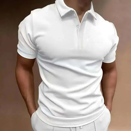Men's Sports Style Short Sleeved Polo Shirt, Houston Badge Print Retro Outfit for Men's and Women's Daily Wear
