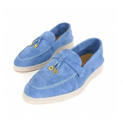 Women's Summer New Casual Hiking Shoes, Women's Deer Leather Driving Hiking Casual Shoes, Flat Loafers, Comfortable Mules