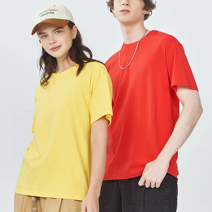 100% Cotton Solid T-shirts Sporty Short Sleeve Tees Casual White Black Clothing Loose O-Neck Summer Tops