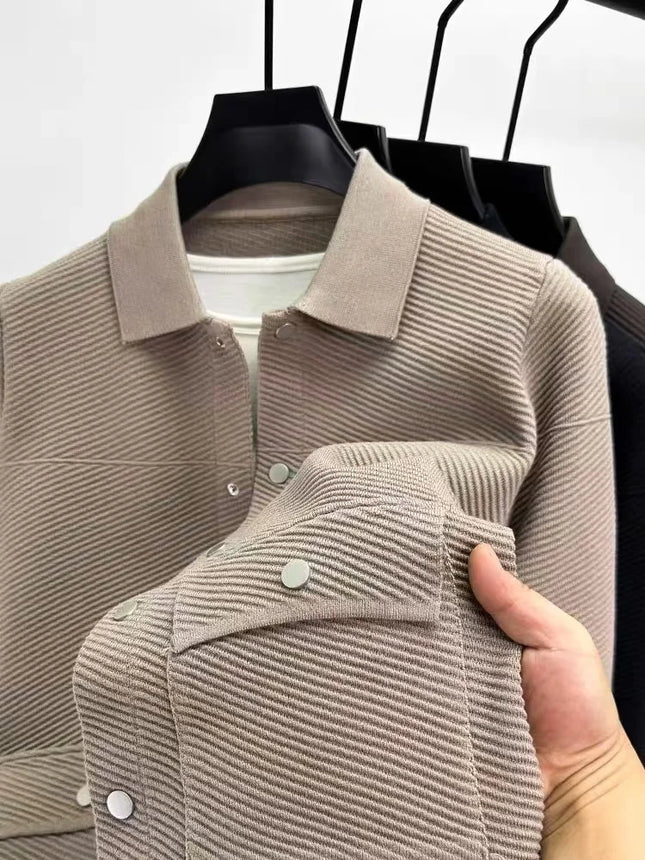 Hochwertiger Luxus-Revers-Cardigan Jacke Herren Herbst neuer Trend koreanischer lässiger einfarbiger einreihiger Strickpullover Mantel