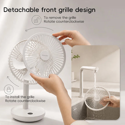 BLDC Oscillating Desktop Fan 4000mAh 5 Wind Speeds Silent Portable Rechargeable Fan with Timing Function for Home Room Gift