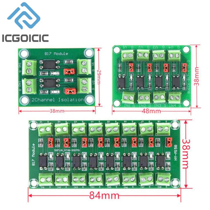 PC817 2 4 8 Channel Optocoupler Isolation Board Voltage Converter Adapter Module 3.6-30V Driver Photoelectric Isolated Module