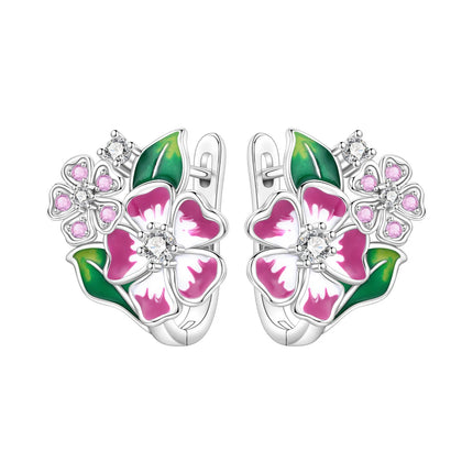 Orstarry Original 925 Sterling Silver Blue Iris Flower Earrings Women Hoop Earring Anniversary Jewelry Trendy Gifts