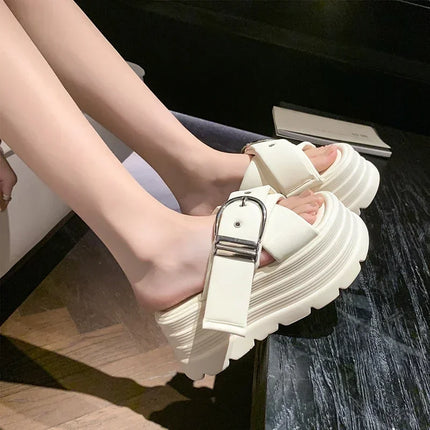 Fashion Women Shoes 8CM Buckle Wedge Sandals Women Outdoor Casual Platform Slippers New Woman Non-Slip Versatile Sandalias Mujer