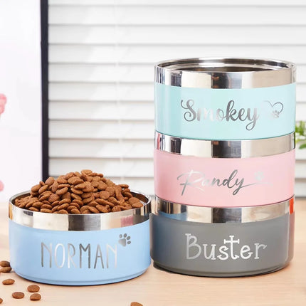 Custom Stainless Steel Double Vacuum Pet Bowl, Large Capacity Food Water Feeder For Dogs Cats, Puppy Daily Accessories