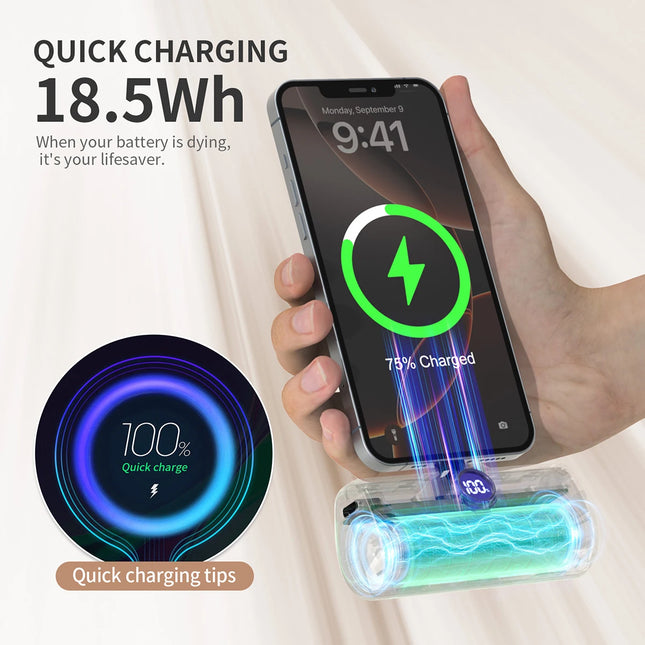 Powerbank Externer Akku für schnelles Laden für iPhone Samsung Huawei Xiaomi HONOR 5000mAh Type C oder Lightning