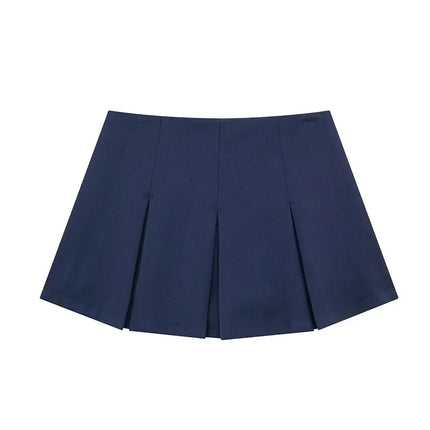 2025 New High Waisted Pleated Skirt Women Fashion Streetwear Side Zipper Mini Skirts Woman Casual All-Match Basic A-Line Skirts