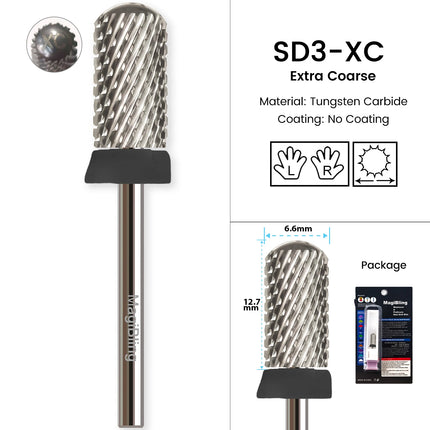 Gold Carbide Nail Drill Bits Milling Cutter Large Barrel Pro Reversed Durable Granding Polishing Tools Accessories 4XC