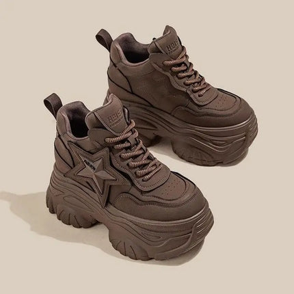 Elderly Shoes Women's 2024 New Spring Style Thick Bottom Petite Casual Increased Inside Women's Shoes 9cm