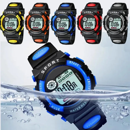 Colorful Light Kids Digital Watch Sport LED Display Luminous Waterproof Silicone Strap Alarm Calendar Stopwatch Student Daily