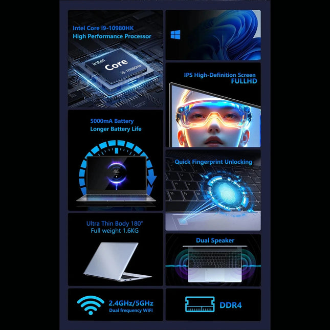 Intel Core i9 10980HK 15.6 Inch Gaming Laptop 32GB RAM 2TB SSD Fingerprint Unlock WiFi 6 4K Ultrabook - product image 2