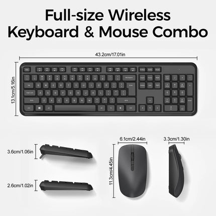 2.4G Wireless Keyboard Mouse Set 104 Keys Silent Keyboard 800-1600DPI Optical Mouse Ergonomic Office Computer for - product i