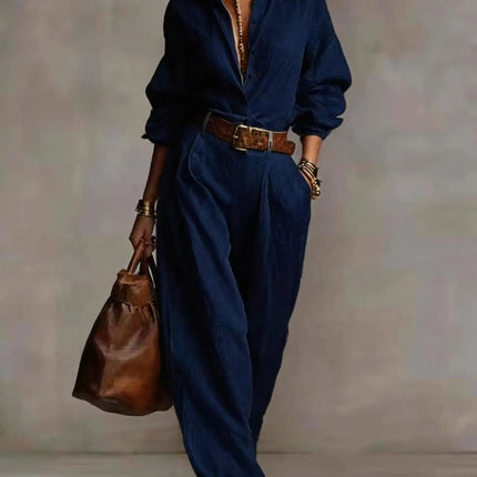 Spring Summer Temperament Solid Color Cotton Linen Wide Leg Pants Set Elegant Button Shirt Top and Wide Leg Pants 2 Piece Suit