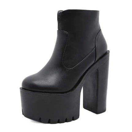 New sexy High heels Fashion Ankle Boots For Women High Heels Casual Cut-outs Buckle Round Toe Chain Thick Heels Platform Shoes