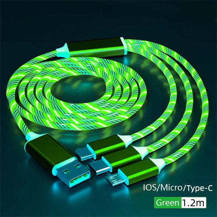 Glowing LED Light USB 3 IN 1 cable Phone Fast Charging Charger Luminous USB-C Cable For Xiaomi iPhone Phone - product image f