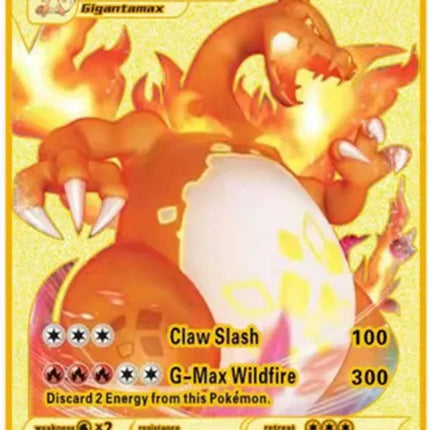 Pokemon English Metal Card Anime Pikachu Charizard Mewtwo Blastoise  Vmax Shiny Letters Game Collection Card Kids Toy Gifts