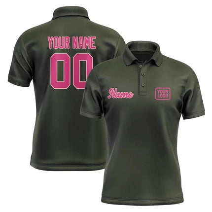Personalized DIY Dark Olive Polo Shirts Customized Name Team Name Logo Number Team Uniforms Loose Darts Bowling Billiards Tops