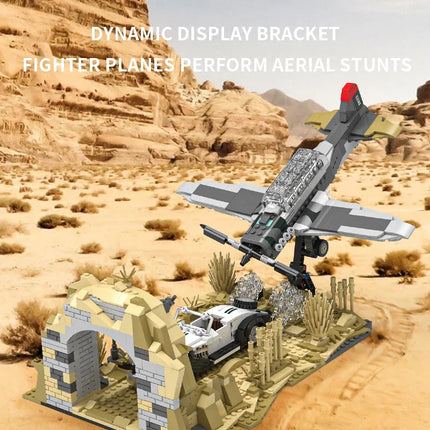 1233PCS MOC Indiana Jones Crusade Fighter Building Blocks Compatible Lego Vintage Jungle Airplane Movie Prop  Birthday Toy Gift