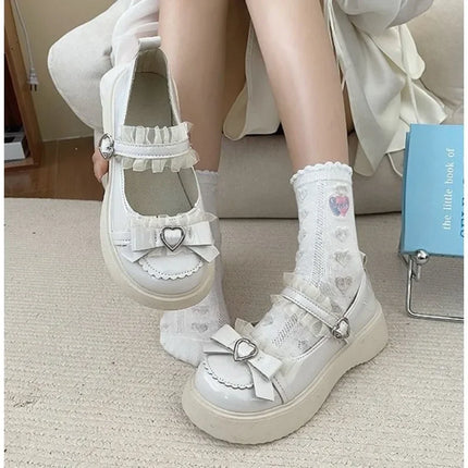 New Fashion Buckle Women's Pumps Spring Autumn Mary Jane Solid Butterfly Knot Platform Casual Round Toe Ladies Shoes