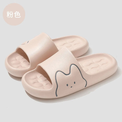 Cartoon Cute Rabbit Thick Bottom Home Slippers Women's Summer Comfortable Soft Cloud EVA Slippers Woman Candy Color Couple Slide