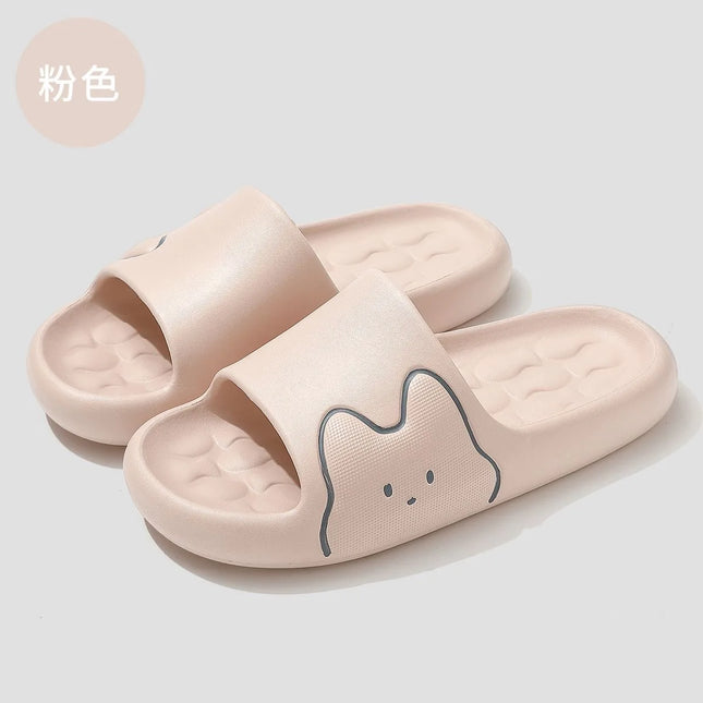 Cartoon Cute Rabbit Thick Bottom Home Slippers Women's Summer Comfortable Soft Cloud EVA Slippers Woman Candy Color Couple Slide