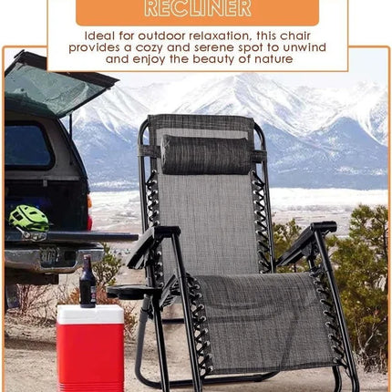 2-Pack of Outdoor Reclining Chairs Zero Gravity Chair Patio Pool Lounge Chairs