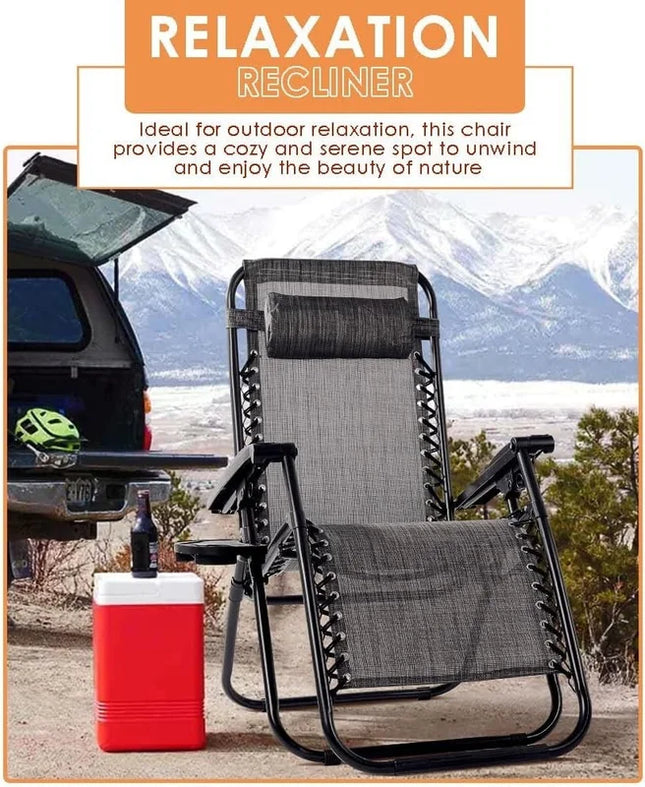 2-Pack of Outdoor Reclining Chairs Zero Gravity Chair Patio Pool Lounge Chairs