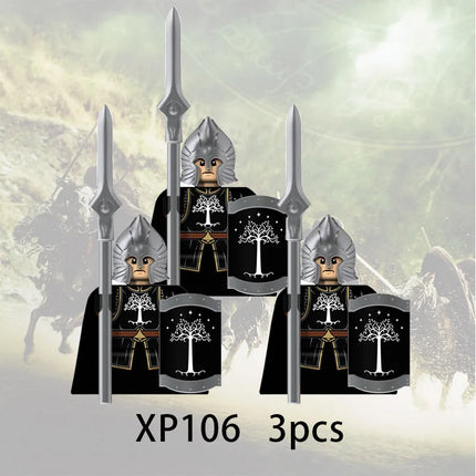 3pcs Lord Rings Elves Orcs Army Dwarf Rohan Mini Action Toy Figures Building Blocks Assembly Toys for Kids Birthday Gift