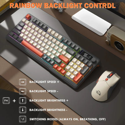 Freewolf T96 Gaming Wireless Keyboard And Mouse Supports Dual-mode Bluetooth Connectivity Compatible With Pc And - product im