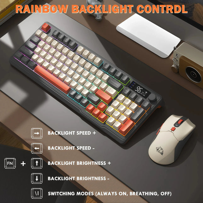 Freewolf T96 Gaming Wireless Keyboard And Mouse Supports Dual-mode Bluetooth Connectivity Compatible With Pc And - product im