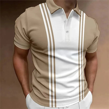 Men's Polo Shirts And short-sleeved Sport Pullovers With Buttons And collars, Summer Casual Striped Button Collar Trend T-shirts