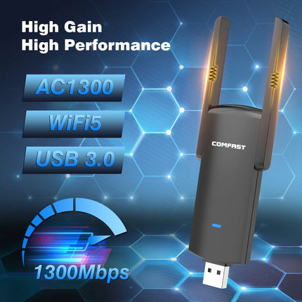 COMFAST 1300Mbps Usb 3.0 Wifi Adater 2G&5g Dual Band WIFI Adaptador Antenna 802.11AC MU-MIMO Network card 802.11AC Gigabit card