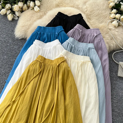 Skirts Women Mid Length Skirt A Line Elastic Waist Slim Fit Elegant Splice Y2k Streetwear Work Solid Casual Regular Summer 2026