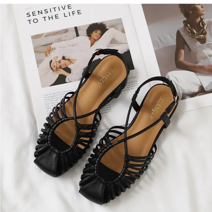 Women Flat Sandals Summer Narrow Band Roman Shoes Casual Plus Size Brand Designer Banquet Beach Gladiator Sandalias Zapato