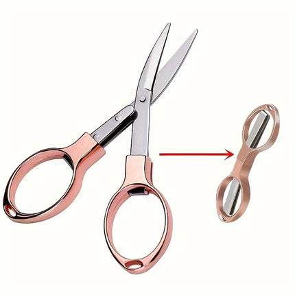 1Pcs Versatile Stainless Steel Folding Scissors - Retractable, Durable, and Portable for Travel,Outdoor & Daily Needs