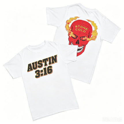 Stone Cold Retro Fire Skull T-Shirt Men Women 90s Wrestling Style Casual Cotton Streetwear Short Sleeve Tee