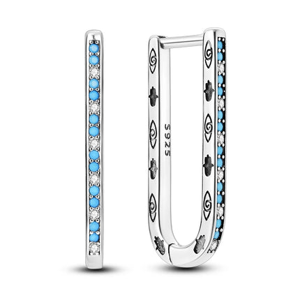 Orstarry 925 Sterling Silver Blue Zircon Starry Sky Earring Original Jewelry Hoop Earrings Women Jewelry Party Trendy Gifts