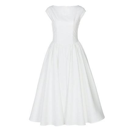 Elegant Socialite Solid Color Sleeveless Long Dresses Simple All-match Backless Temperament A-line Dress Fashion Commuting Style