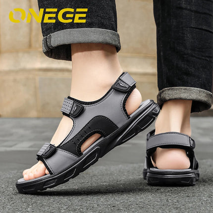 A Pair of Men's Simple Summer Sandals, Wear-Resistant, Non-Slip Beach Shoes, Non-Slip Outdoor Anti-Odor Slippers, Simple, Trendy, Comfortable and Sporty