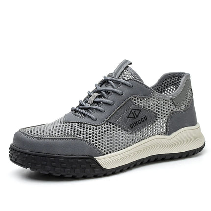 men fashion breathable steel toe covers work shoes air mesh summer safety boots worker security sneakers protective footwear man