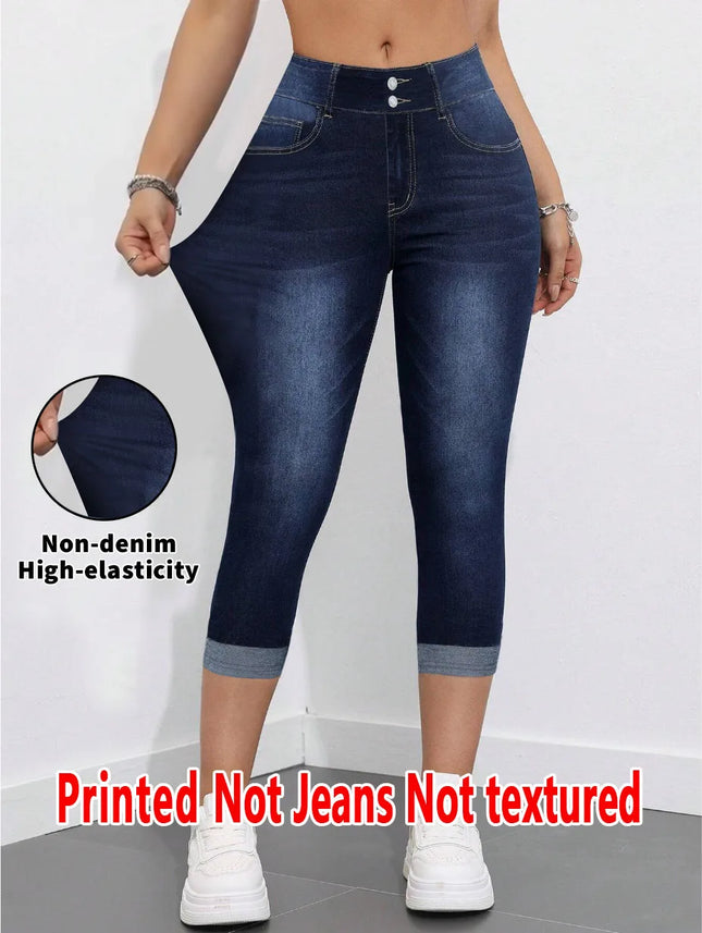 2007 [Printed Pants - Not Denim Fabric] Printed Legging - Not Denim Fabric Women's Imitation Denim Capri
