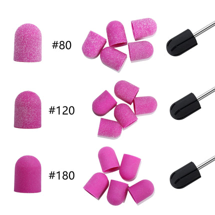 2 Size Sanding bands Block Cap Professional Pedicure Foot Care Tool Grit Nail Sanding Caps Electric Nail Drill cutters With Gift