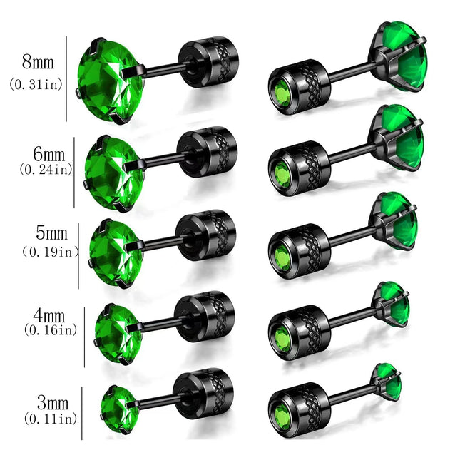 1 Pair Simple Fashion Green Cubic Zirconia Titanium Stainless Steel Cartilage Spiral Stud Earrings for - product image 6