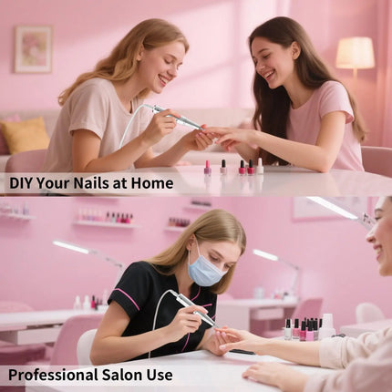 Professional Electric Nail Drill 35000 RPM, Cordless Rechargeable Electric Nail File for Hand and Foot Care WHITE
