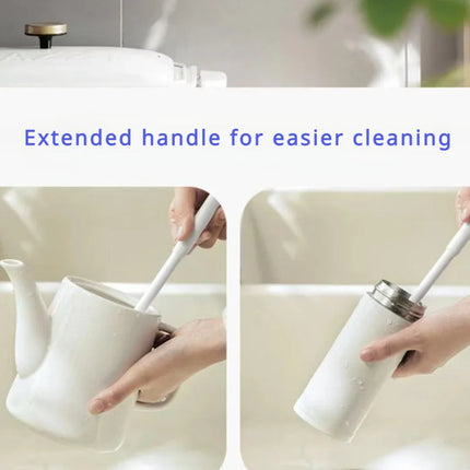 Foldable 360 Degree Comprehensive Cleaning Silicone Brush With Long Handle Design, Reusable For Bottles And Cups - product im