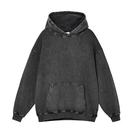 2024 Autumn Winter Men 420gsm Hoodies Streetwears High Street Heavy Weight Washed Cotton Sweatshirts Brand Tracksuit