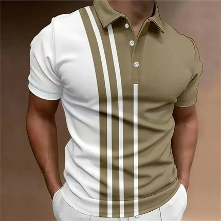 Men's Polo Shirts And short-sleeved Sport Pullovers With Buttons And collars, Summer Casual Striped Button Collar Trend T-shirts