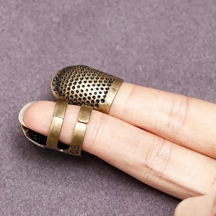 Adjustable Vintage Sewing Thimble, Handmade Non-slip Embroidery against Ring, Vintage Needle Presser Needle Hoop Finger Holder