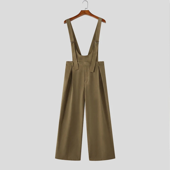 INCERUN Monos de Hombre Color Sólido Sin Mangas Tirantes Mamelucos Hombre Suelto Ropa de Calle Verano Moda 2026 Petos de Pierna Ancha S-5XL